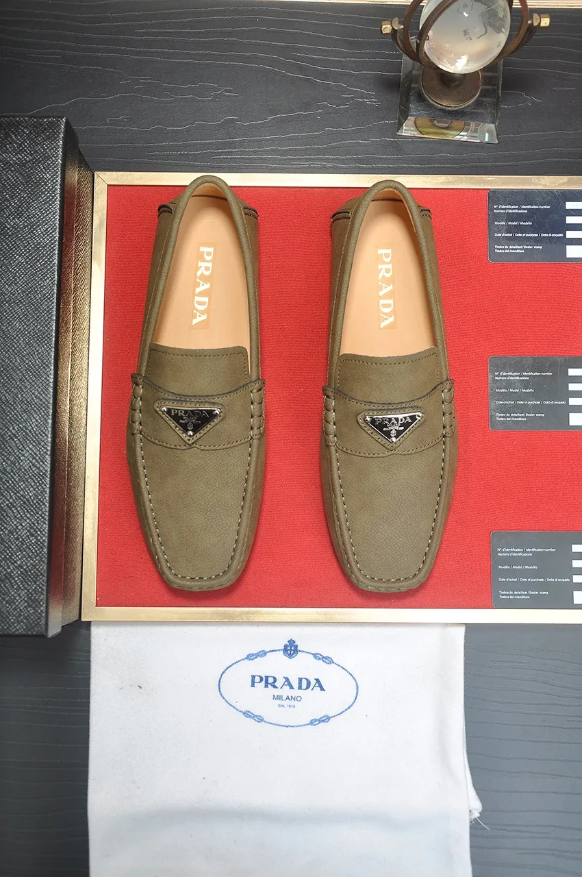 Men's Men's Shoes💰420💶【PRADA】 (High-end Niuli) New 🍀PRADA - Prada Doudou Shoes! Made of imported original cowhide, the inner top layer is comfortable cowhide lining! Original wear-resistant rubber outsole! High quality products! Code number 38-45 (45 customized)